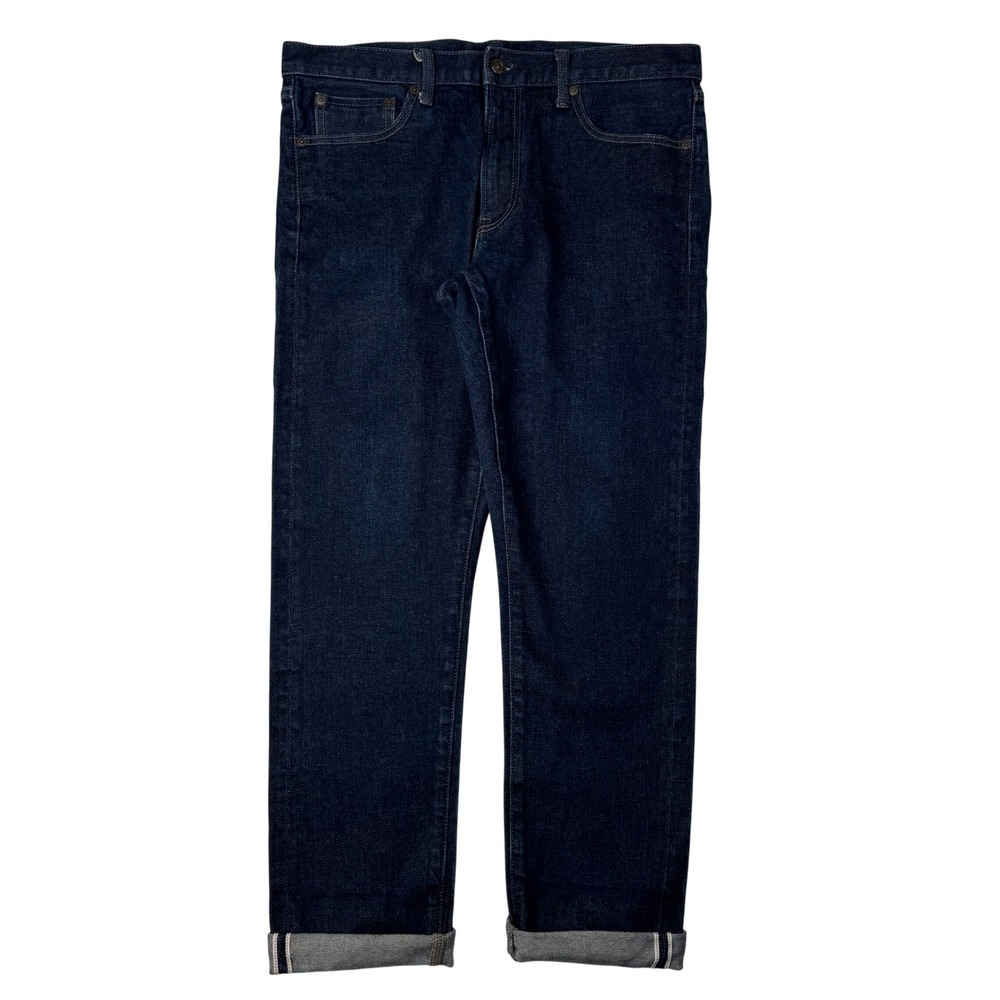 Uniqlo Jeans Selvedge Denim‎ Mens 34x32 Slim Straight Kaihara Japanese Dark Wash